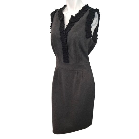 Just Taylor Ruffled Sheath Dress Sz 10 (Medium) Sleeveless Dress Gray - Picture 7 of 8